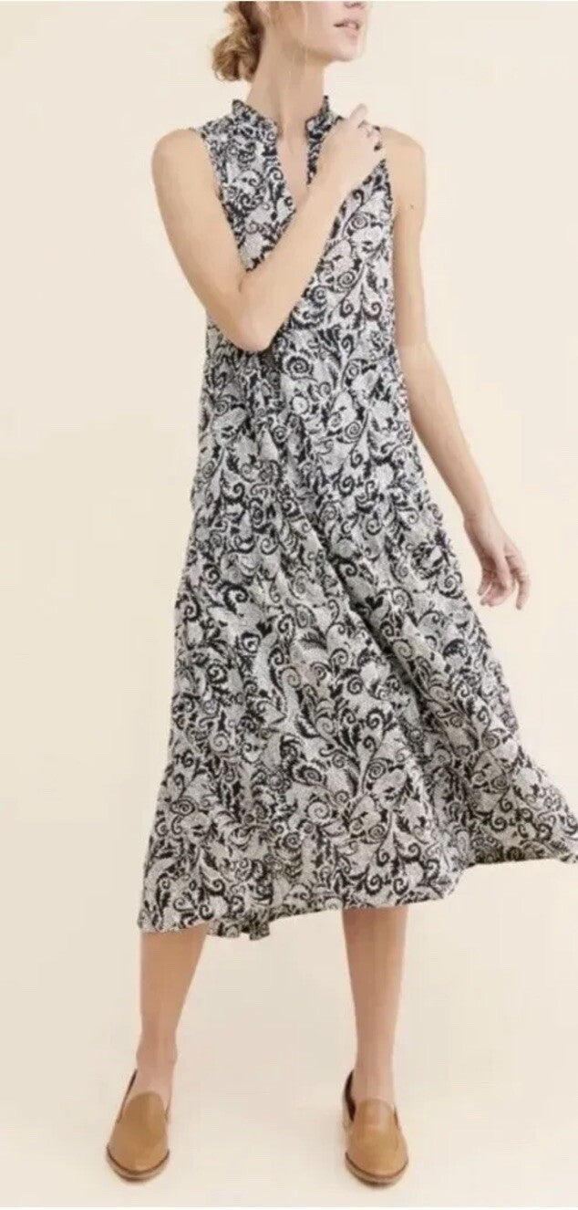 NEW!! Anthropologie MAEVE Marya Tiered Maxi Dress Black Botanical Print Small
