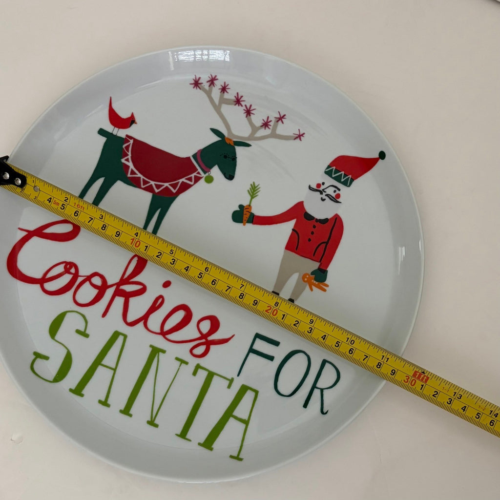 CRATE AND BARREL Cookies For Santa Jenny Bowers Serving Platter Plate 2014