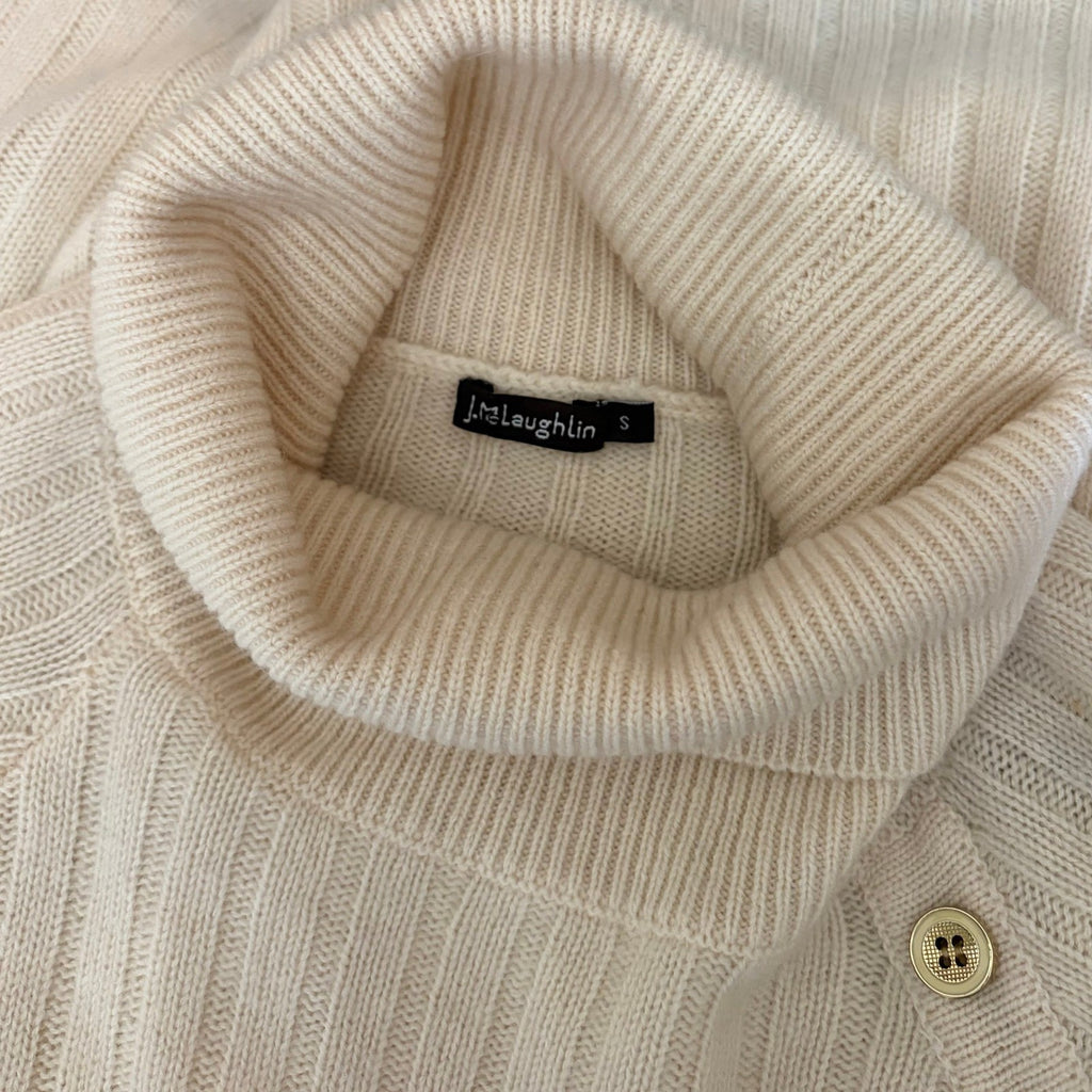 J. MCLAUGHLIN Lunet Cashmere Wool Turtleneck Sweater Pullover Buttons Small