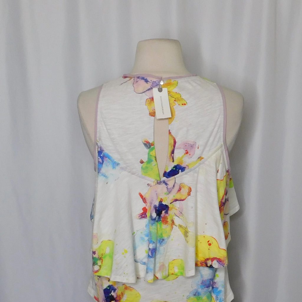NWT!! Anthropologie MEADOW RUE Cantara Floral Knit Tiered Tank Top X-Small