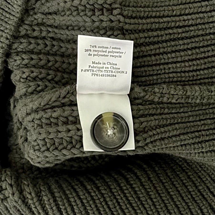 EVERLANE The Texture Cotton Cardigan Sweater Raglan Kambaba Green Knitwear Small