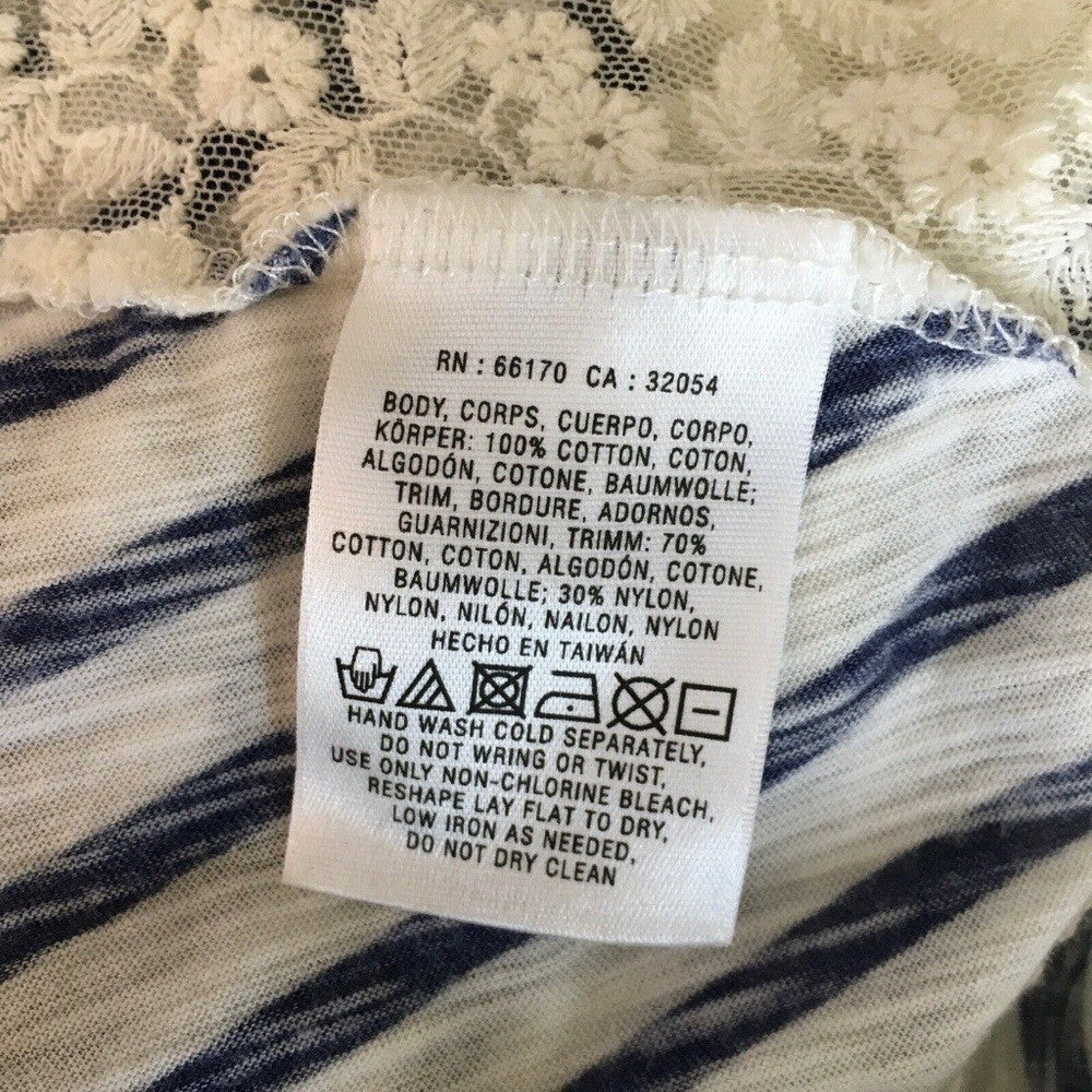 Anthropologie RIC RAC Eliza Racer Back Lace Stripe Tank Top Knit Small