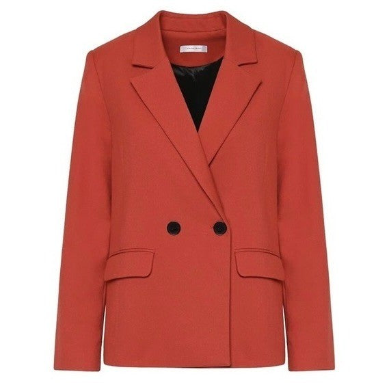 ANINE BING Becky Blazer Rust Double Breasted Pockets Boxy Business Solid Small