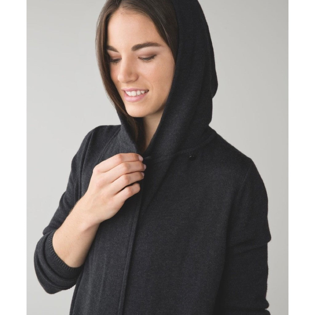 LULULEMON Peace Of Mind Wrap Cardigan Sweater Heathered Black Athleisure Size 8