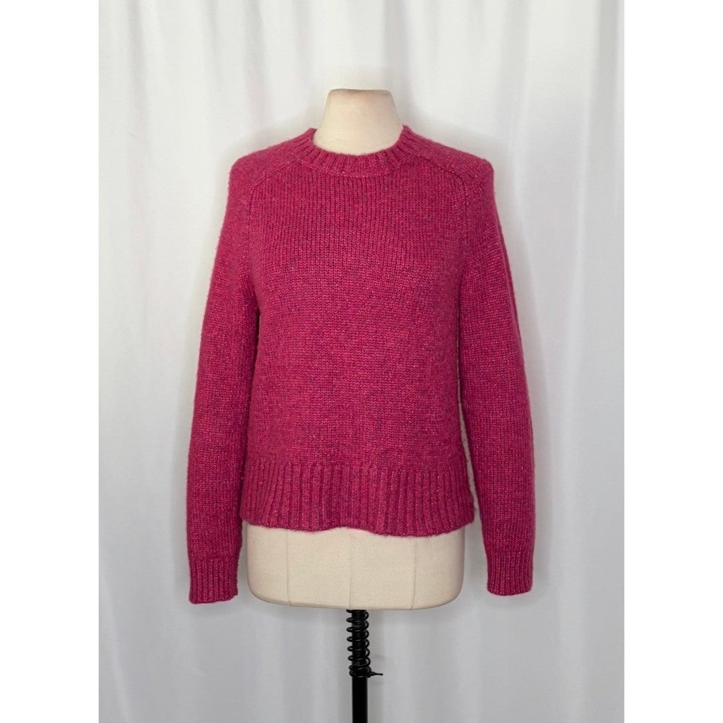 J. CREW Alpaca Blend Crewneck Sweater Pink Merino Wool Heathered Fuchsia Medium