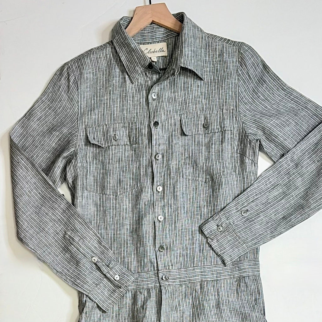 CLEOBELLA Nysa Striped Jumpsuit Tapered Legs Green Utility Cotton Preppy Small