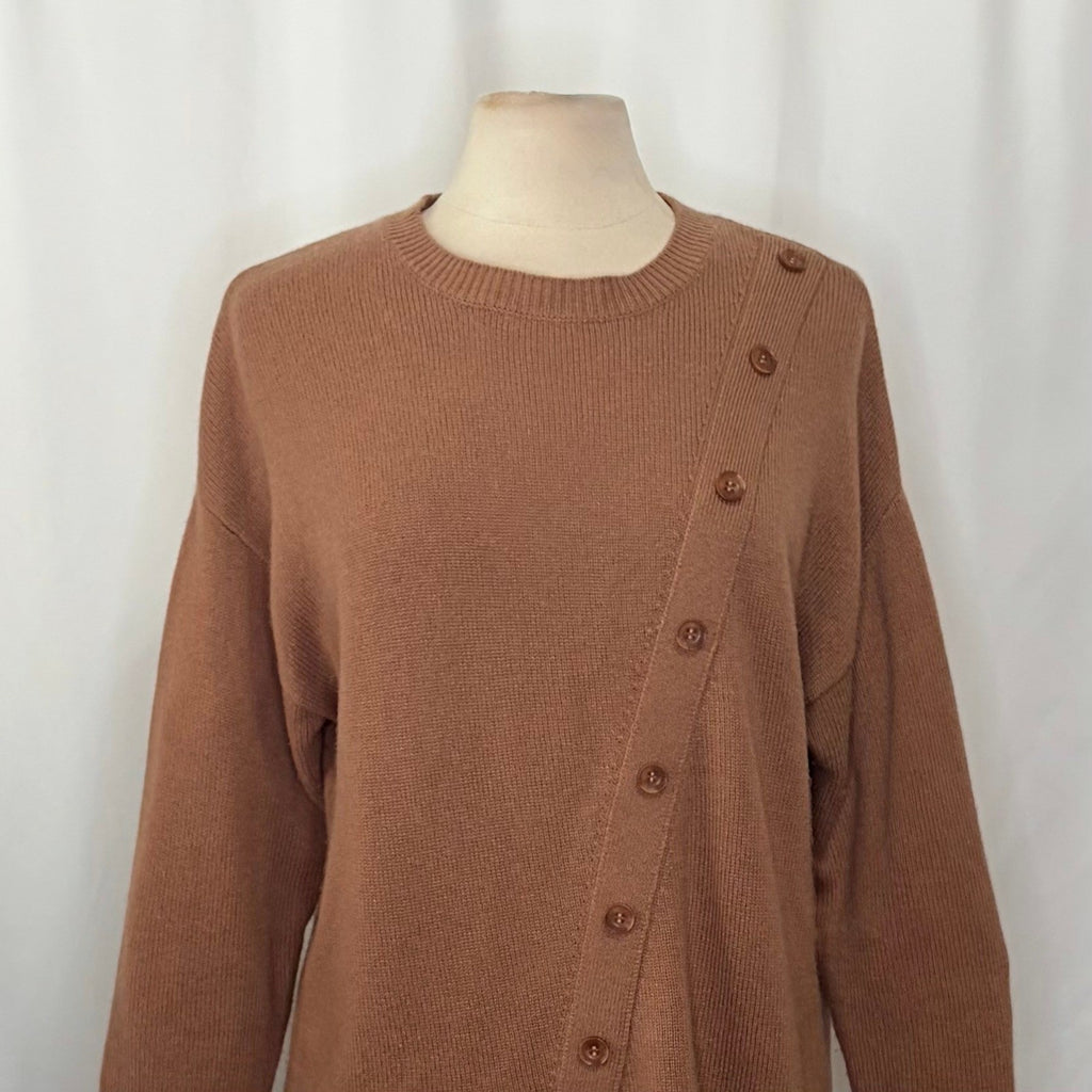 SUMMERSALT The Luxe Cashmere Wool Sweater Button Detail Knit Pullover Medium