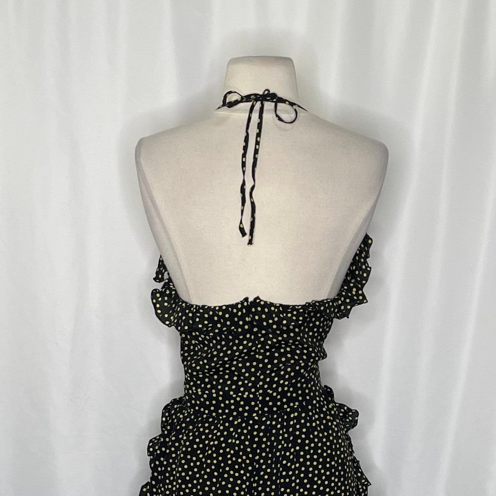 SEE BY CHLOÉ Georgette Silk Halter Neck Ruffled Dress Midi Size 40 / US Size 8
