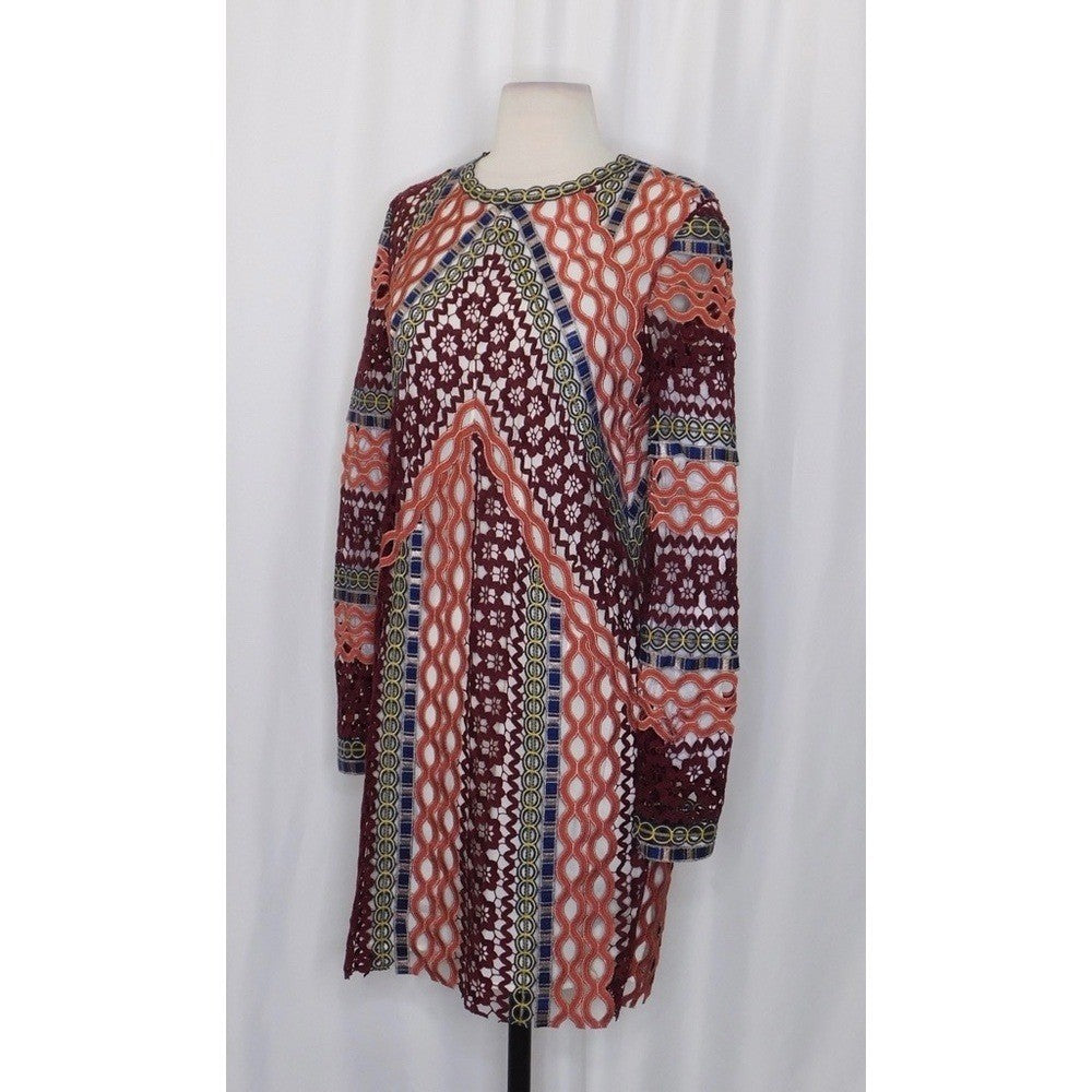 TORY BURCH Beauvoir Guipure Lace Embroidered Crochet Dress Shift Romantic Size 2