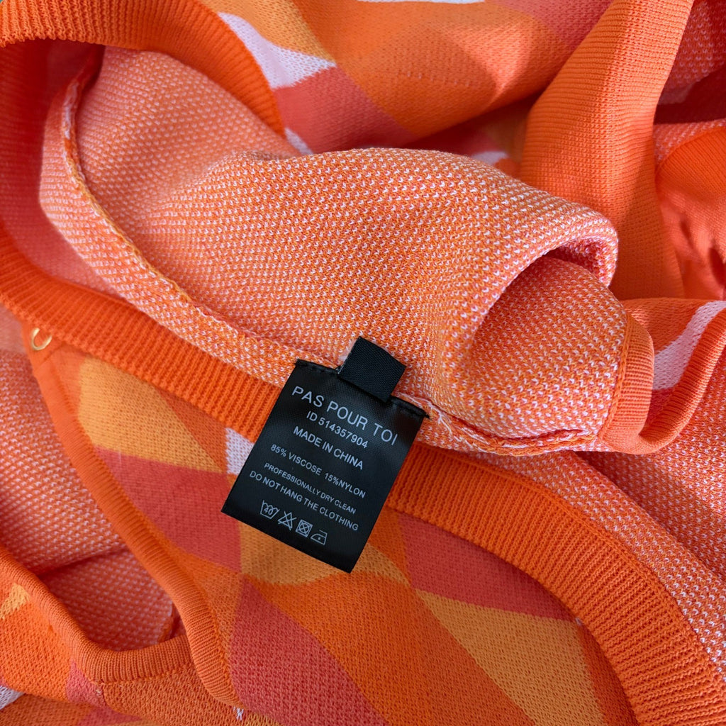 DODO BAR OR Orange Geometric Bodysuit Cutout Back Knit Colorful Cheeky 42 / US 4
