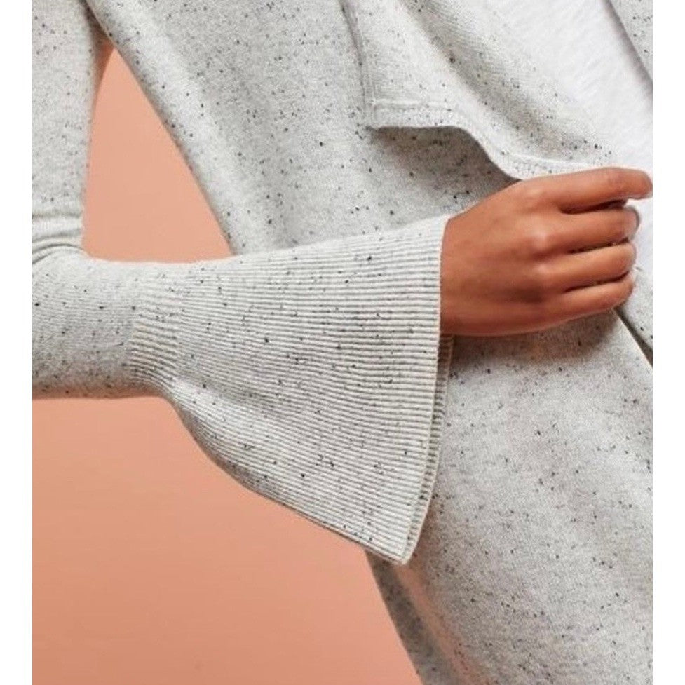 Anthropologie MOTH Gray Lyra Bell Sleeve Waterfall Cardigan Sweater Medium