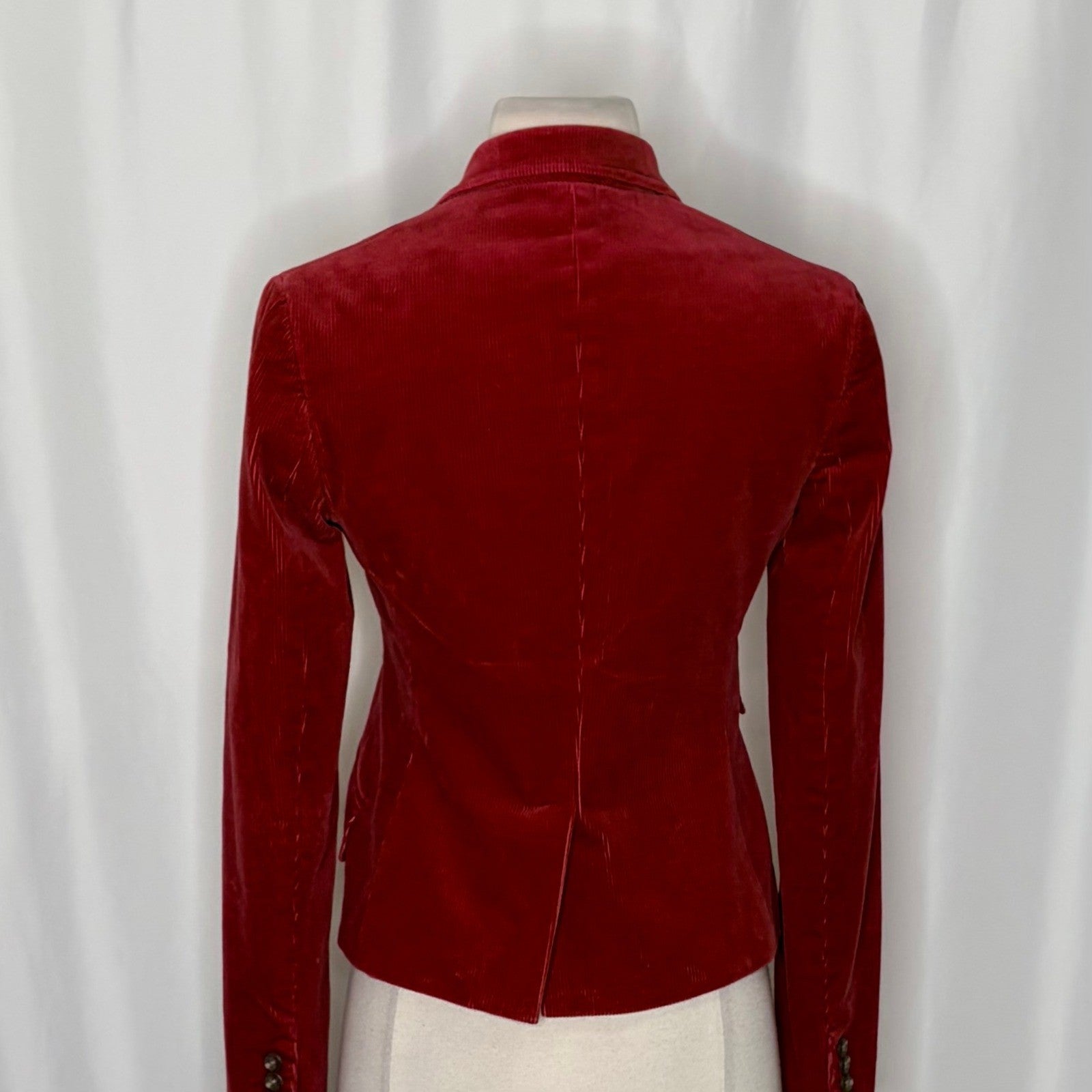 RALPH LAUREN BLUE LABEL Red Corduroy Blazer Jacket Preppy Academia Size 2