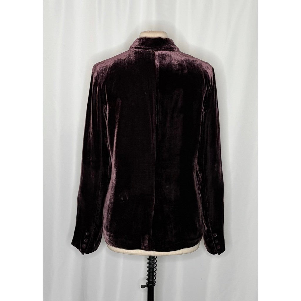 SUNDANCE Purple Silk Velvet Sofia Boyfriend Blazer Jacket Two Button Solid 10