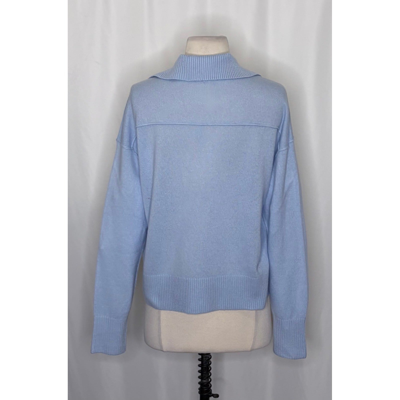 NEW! FREE PEOPLE Eloura Cashmere Henley Sweater Arctic Sky Blue Solid Knit XS