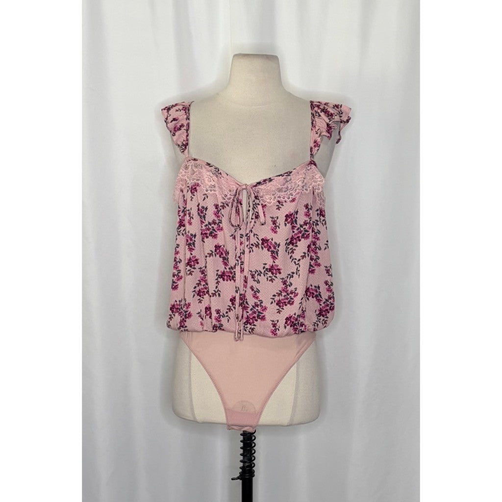 NWT!! FREE PEOPLE Intimately Take It Away Floral Bodysuit Lace Ruffled Small