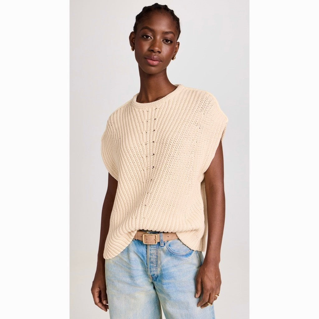 RAG & BONE Shane Sweater Vest Ivory Light Dove Sleeveless Cream Knit Small