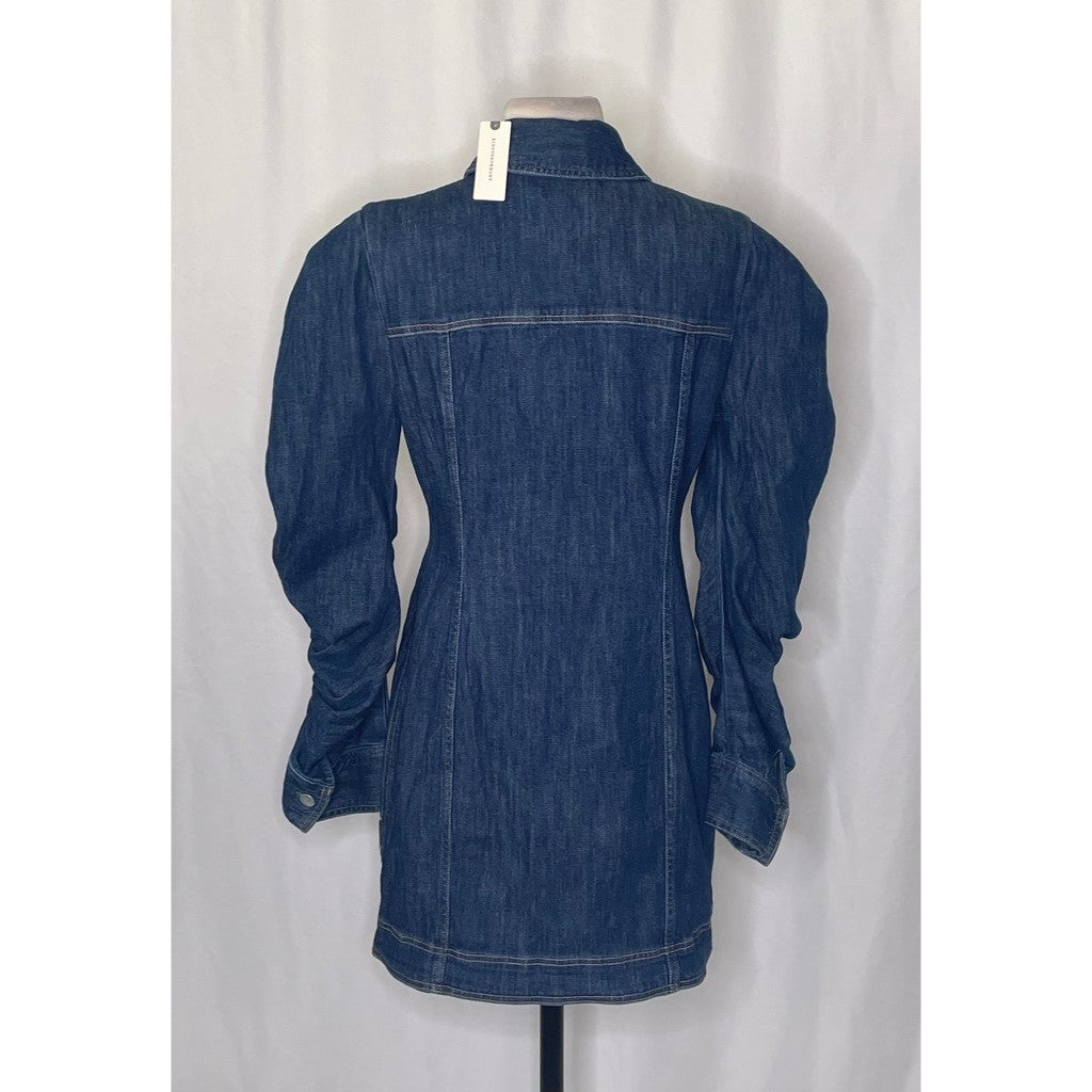 NWT! Anthropologie PILCRO Long-Sleeve Button-Front Seamed Denim Mini Dress Small