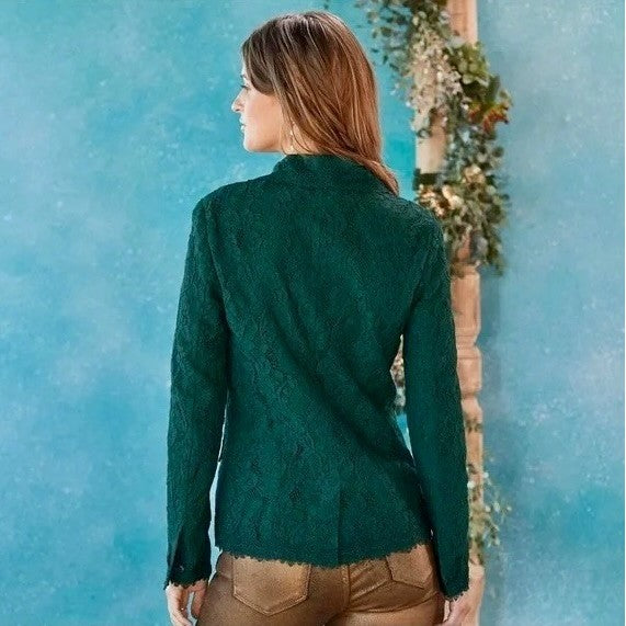 NEW!! SUNDANCE Emerald Green Verde Lace Blazer Jacket Coquette Lacey X-Small