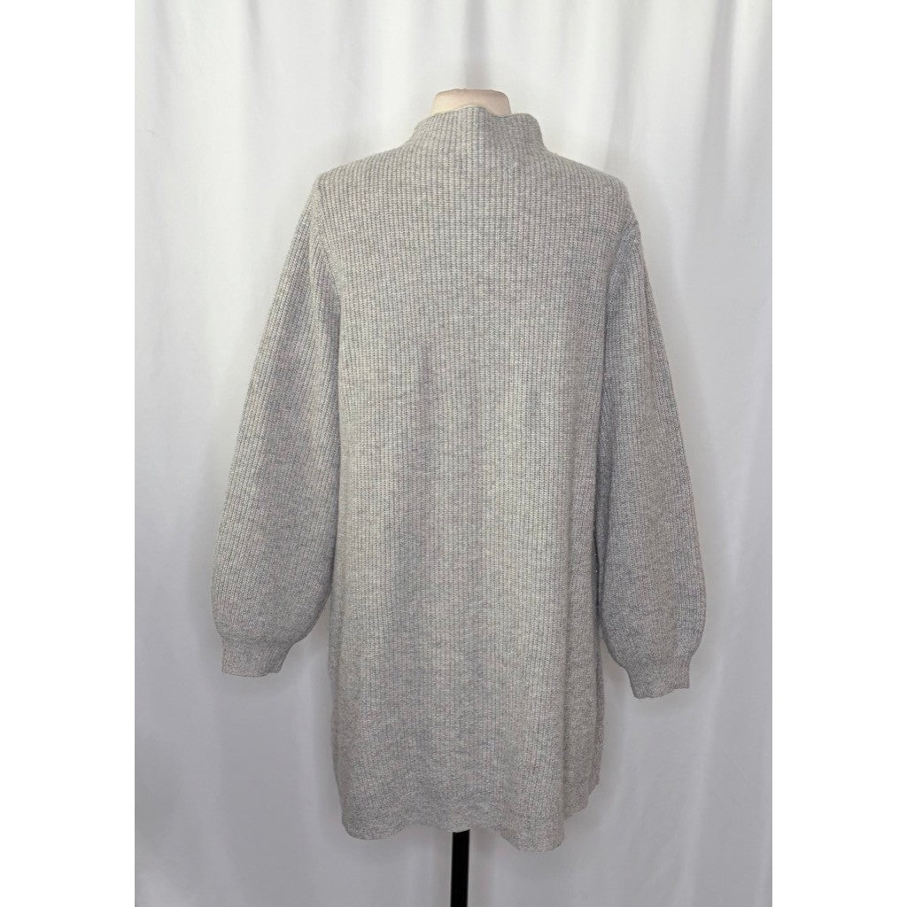 GUDRUN SJODEN Mock Neck Shaker Knit Sweater Heathered Gray Wool Yak Large