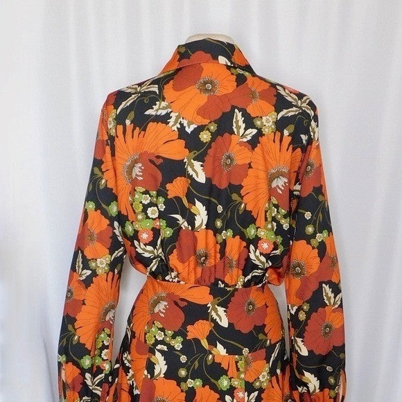 Revolve DODO BAR OR Natasha Dress Genia Floral Retro Print Size 46 US Size 10