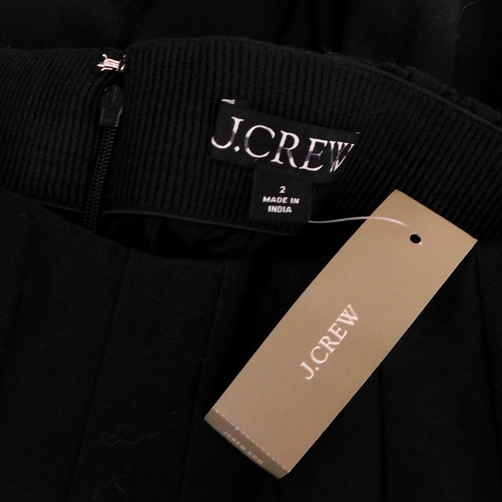 NWT!! J. CREW Godet Mini Skirt Black Chino Pleated Solid Pleats Preppy Size 2