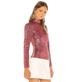 CINQ A SEPT Joan Sequin Top Blouse Rosewood Pink Mock Neck Sequinned X-Small