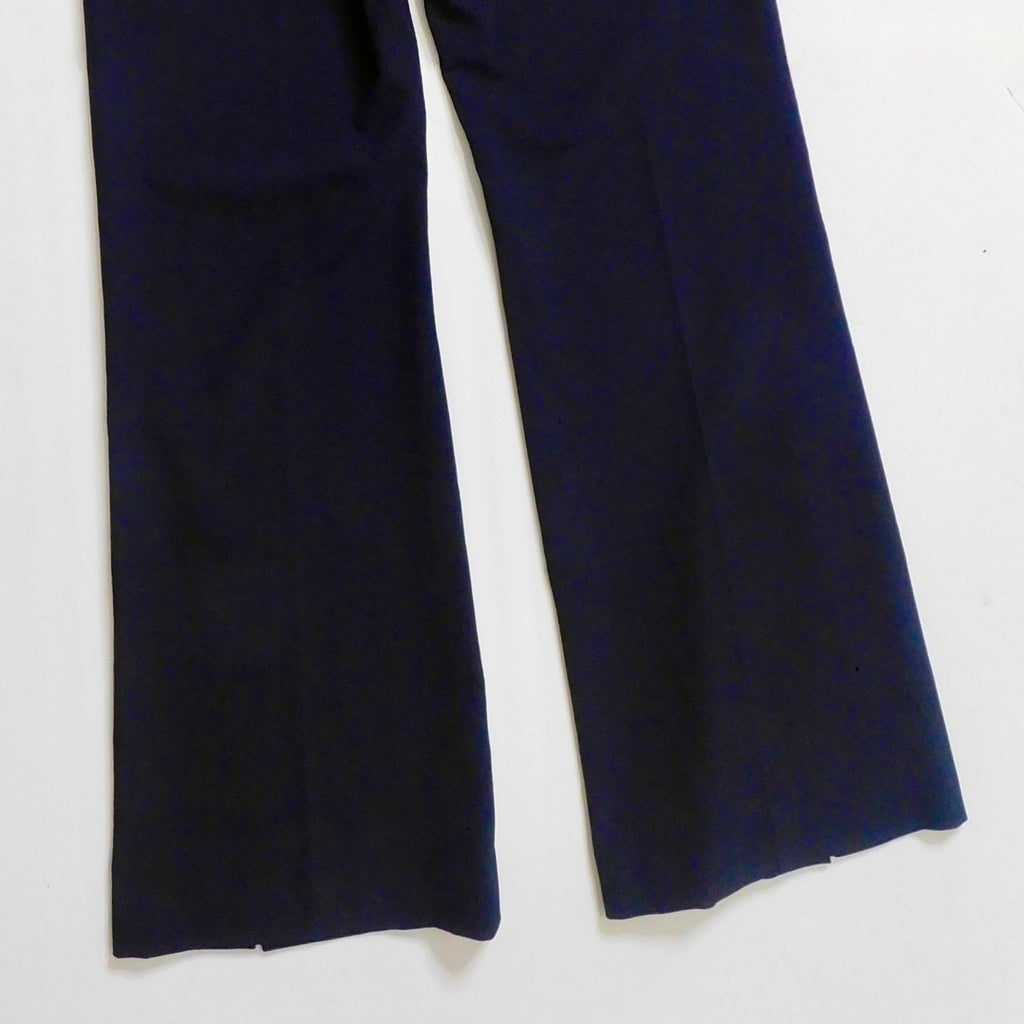 NANUSHKA Tulip Cady Flared Trousers Navy Blue Solid Slit Legs Office Small