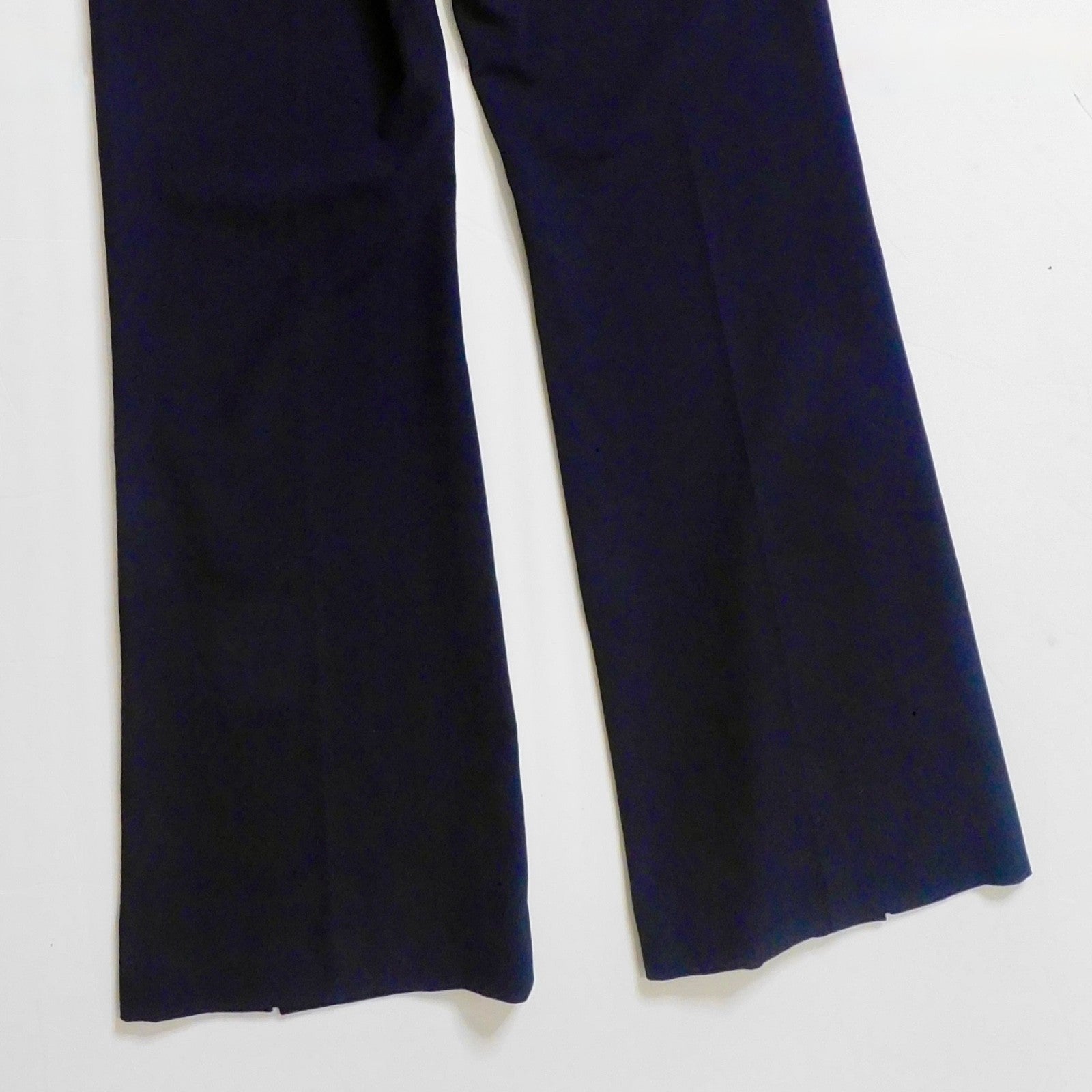 NANUSHKA Tulip Cady Flared Trousers Navy Blue Solid Slit Legs Office Small