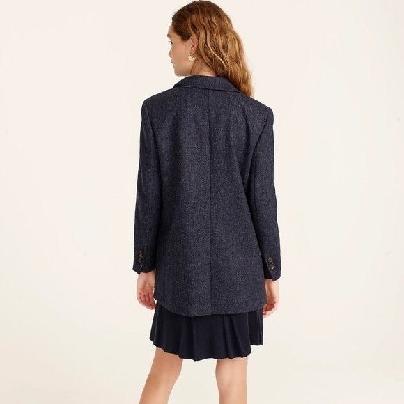 J. CREW Wool Alfie Blazer Navy Blue Herringbone Preppy Academia 4P 4 Petite