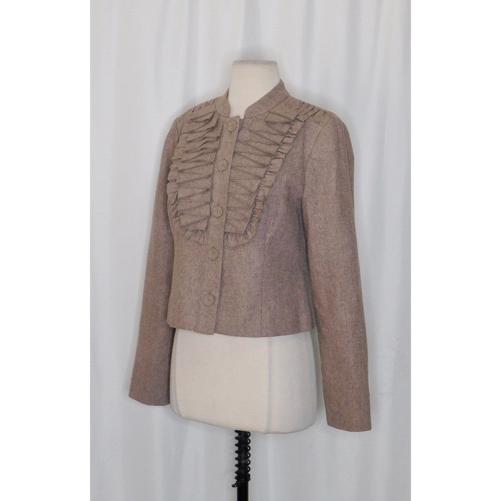 Anthropologie TABITHA Pleated As You Please Wool Blazer Jacket Pleats Size 8