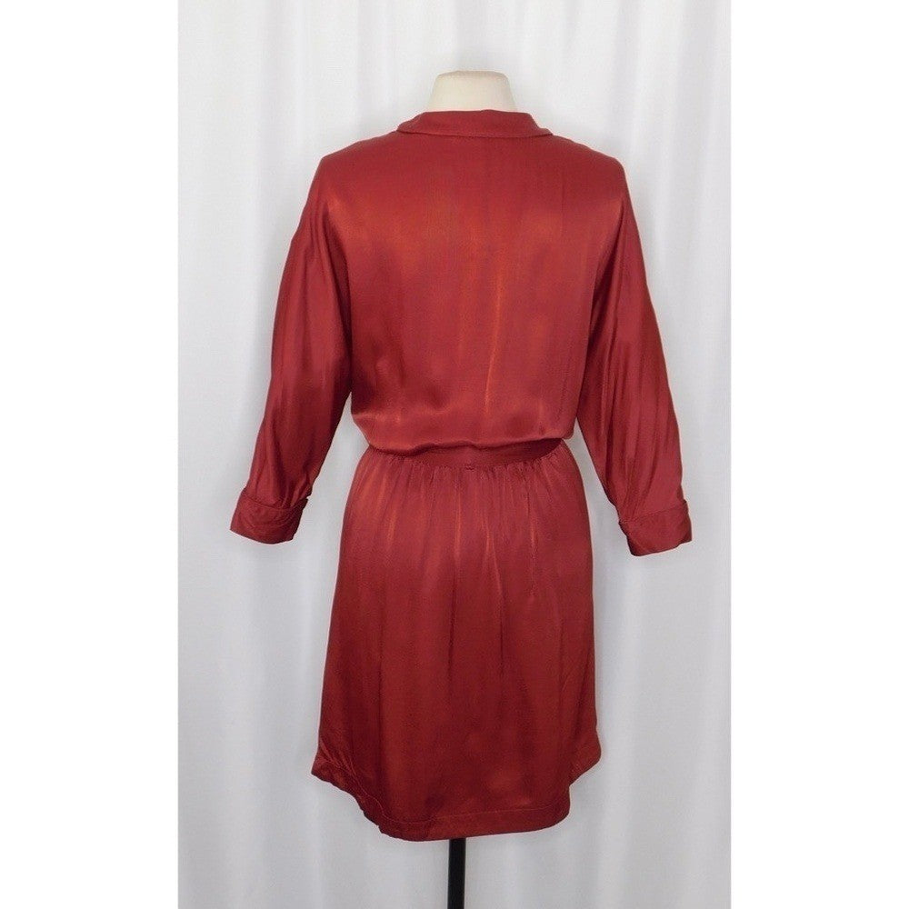 SCOTCH & SODA Maison Scotch Red Satin Wrap Dress Solid Party Cocktails Medium