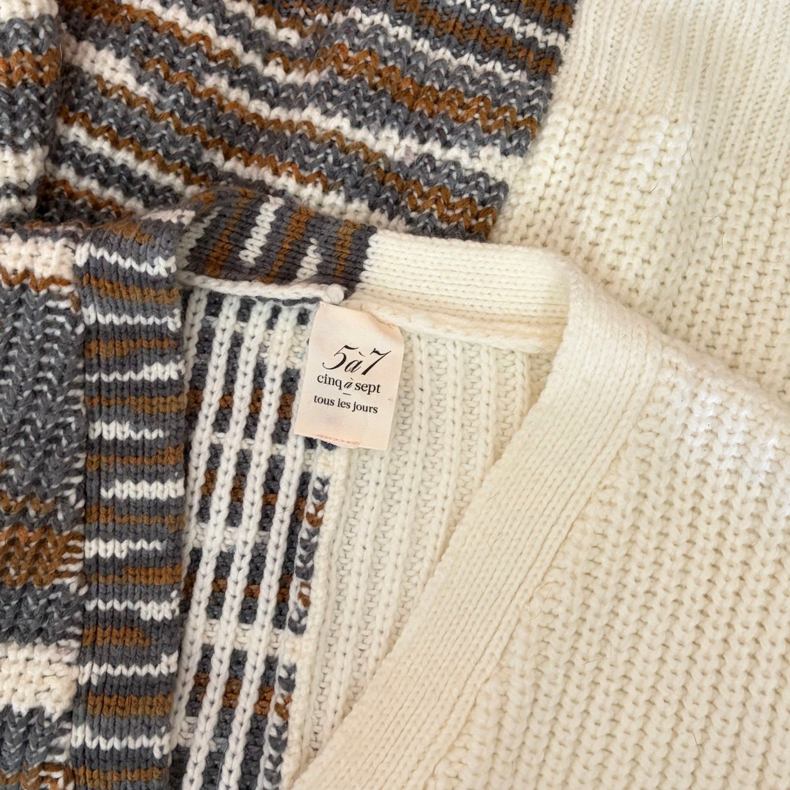 CINQ A SEPT Anabella Chunky Knit Cardigan Sweater Colorblock Space Dye Small