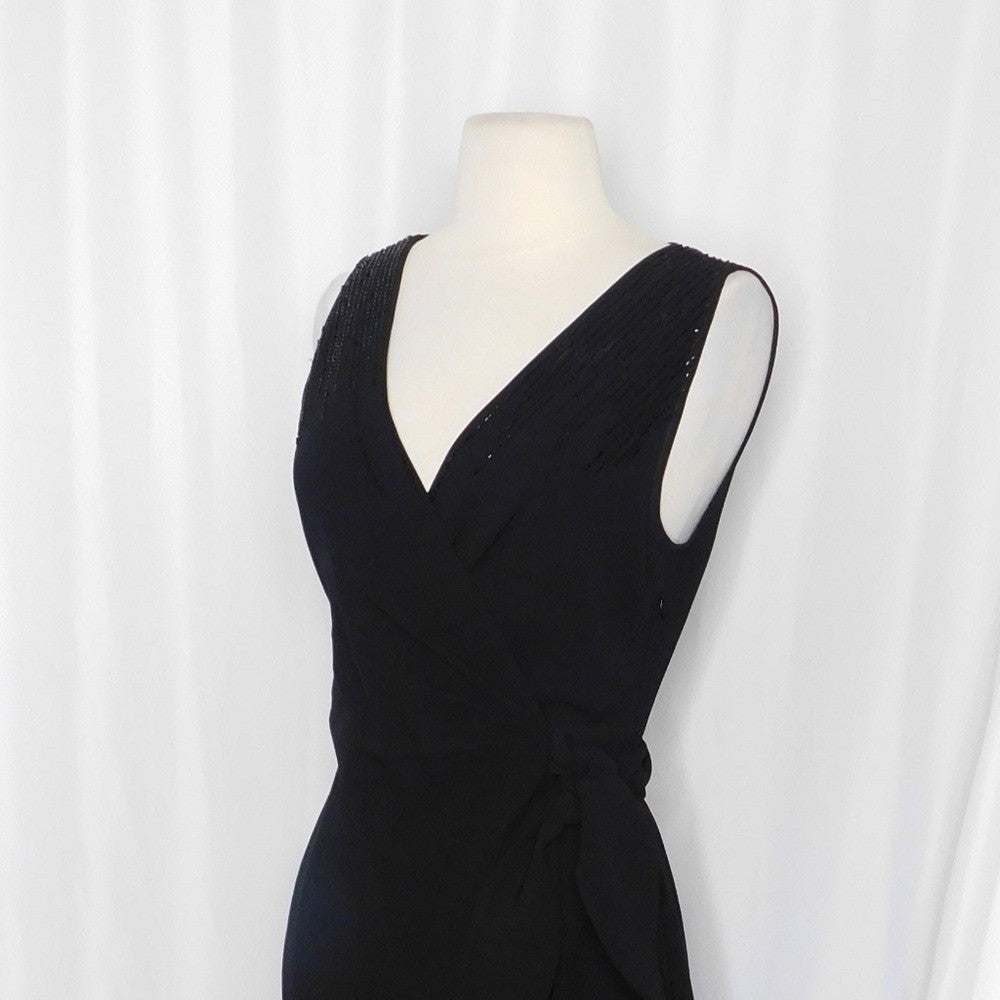 NWT!! DVF Diane Von Furstenberg Black Crepe Embellished Bella Faux Wrap Dress 4