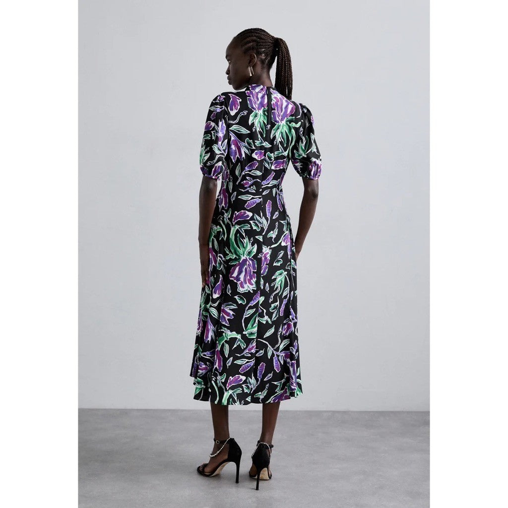 NWT!! DVF DIANE VON FURSTENBURG Nella Dress Violet Floral Midi Spring Size 2