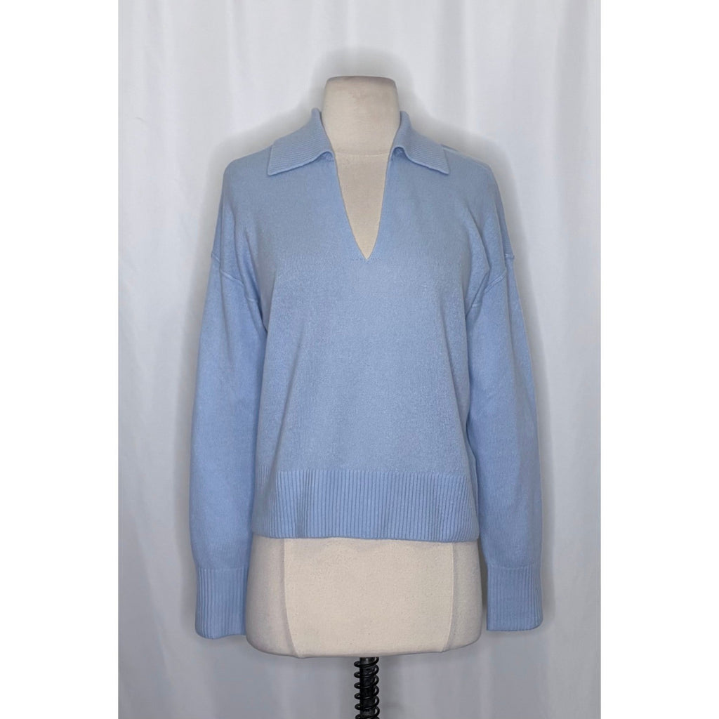 NEW! FREE PEOPLE Eloura Cashmere Henley Sweater Arctic Sky Blue Solid Knit XS