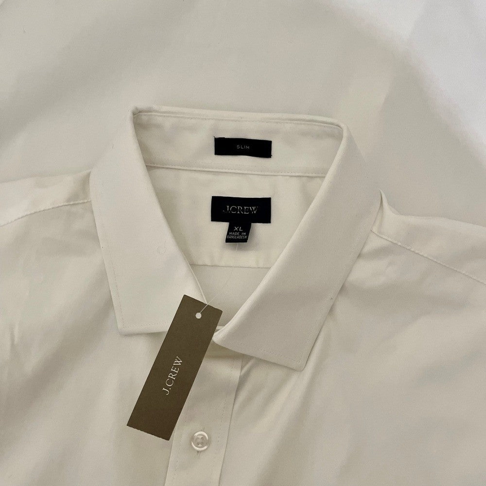 NWT!! J. CREW Slim Bowery Performance Stretch Dress Shirt Solid White X-Large