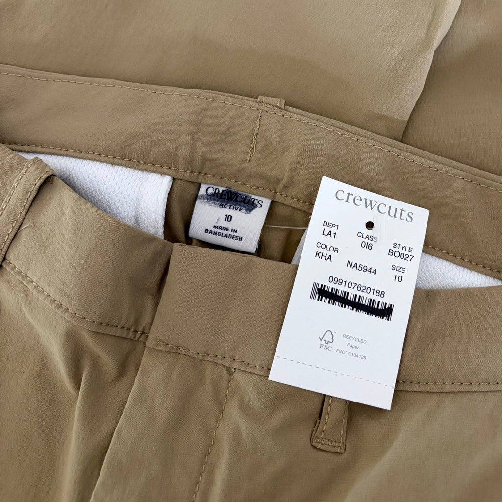 NWT!! Boy's J. CREW Crewcuts Slim Fit Tech Pants Khaki Crew Cuts Preppy Size 10
