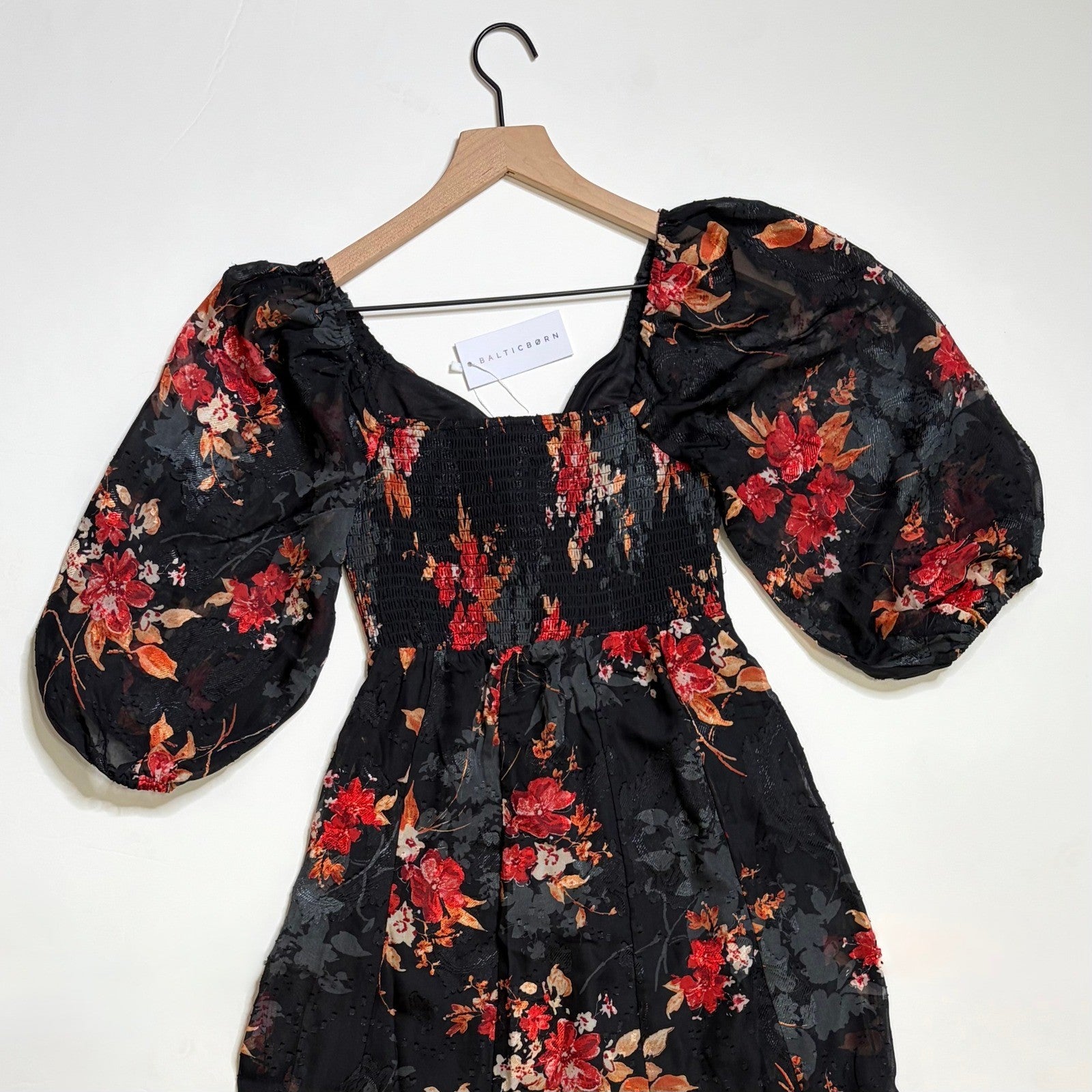 NWT!! BALTIC BORN Estefania Maxi Dress Black Floral Romantic Ruffle X-Small