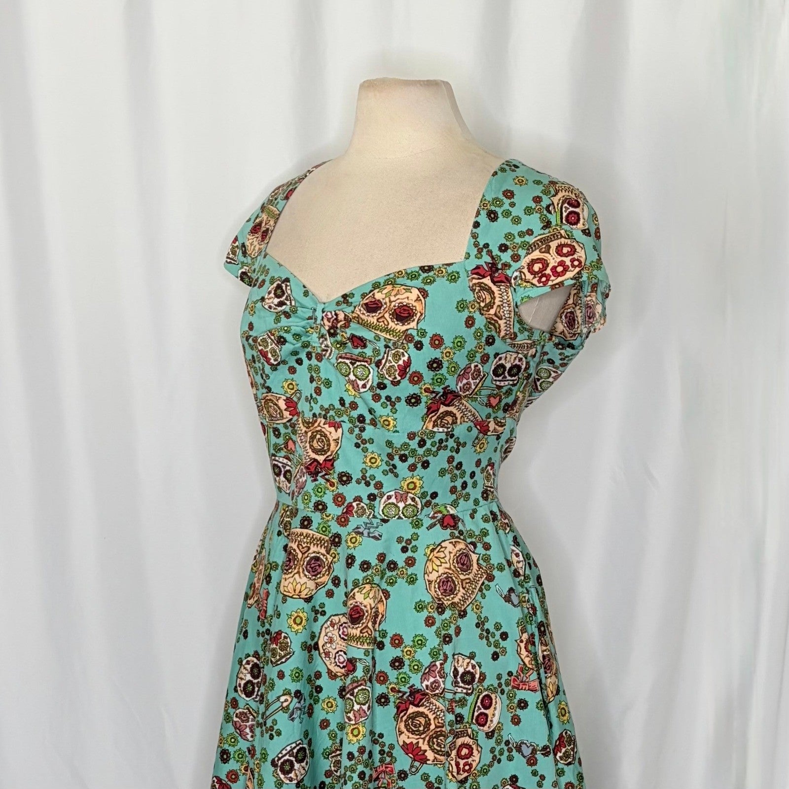 HELL BUNNY Sasha Sugar Skull Dress Dia De Los Muertos Rockabilly Retro Large