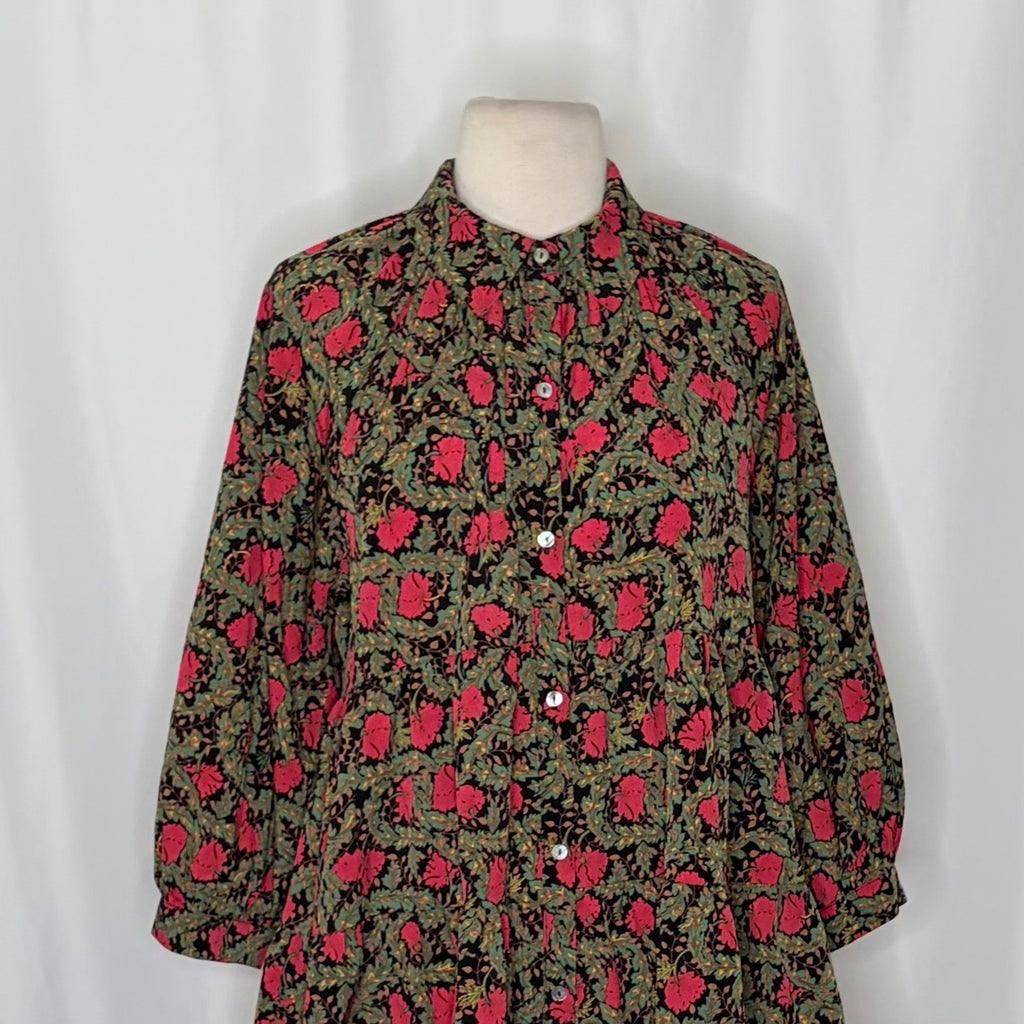 Anthropologie ERI + ALI Iona Floral Soft Swing Blouse Tiered Top Shirt Medium
