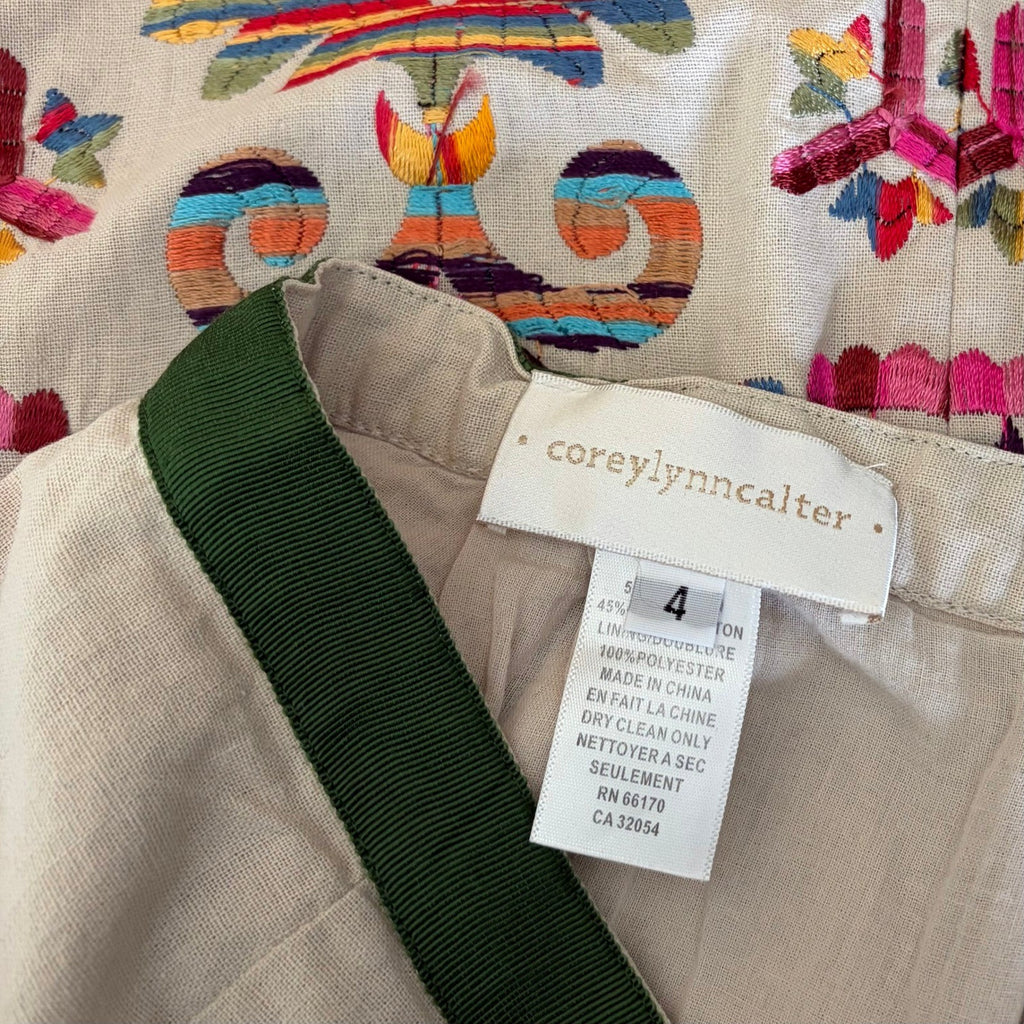 Anthropologie COREY LYNN CALTER Majestic Medallions Embroidered Skirt Linen 4