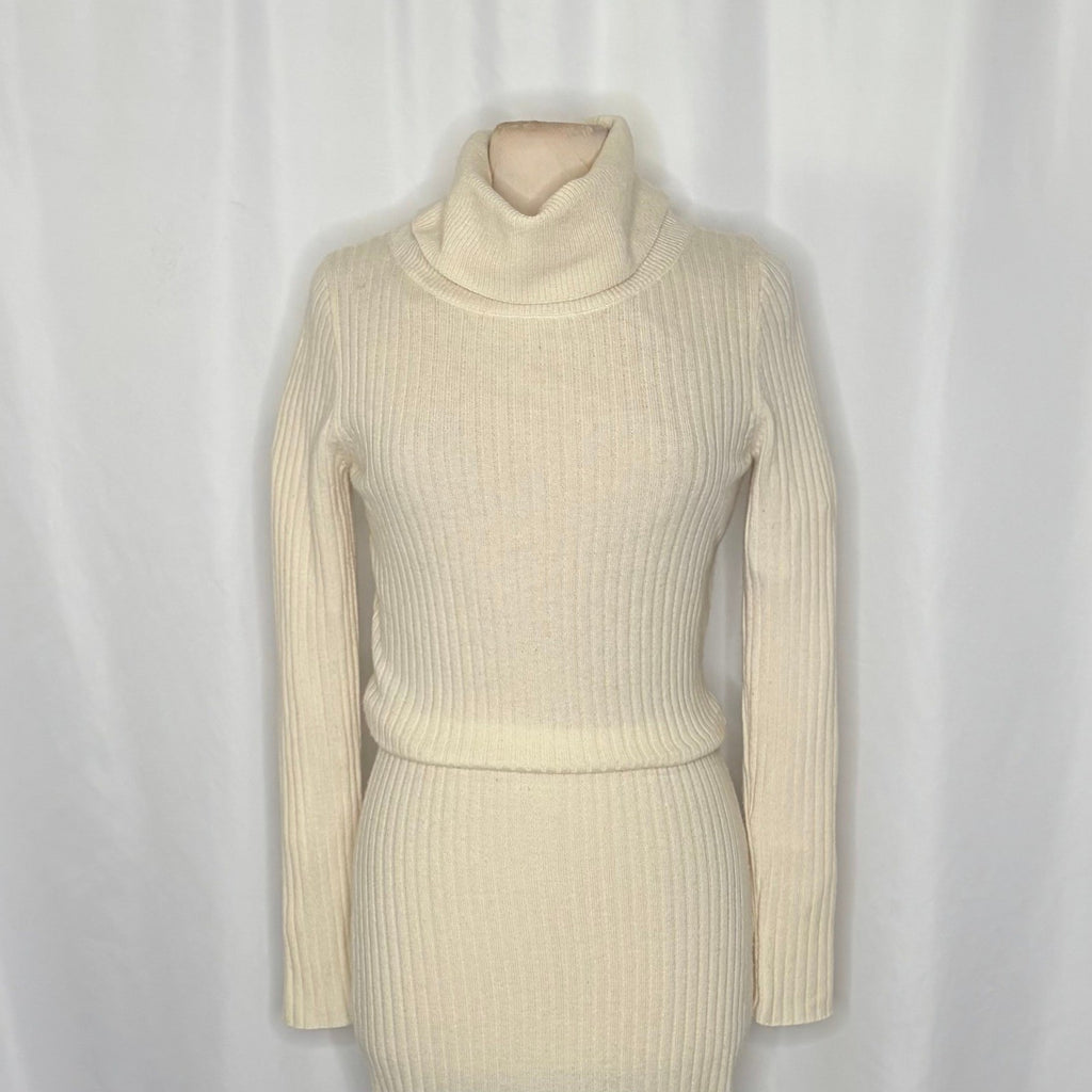 ALICE + OLIVIA Cashmere Wool Hailee Sweater Dress Cowl Neck Midi Ribbed Medium