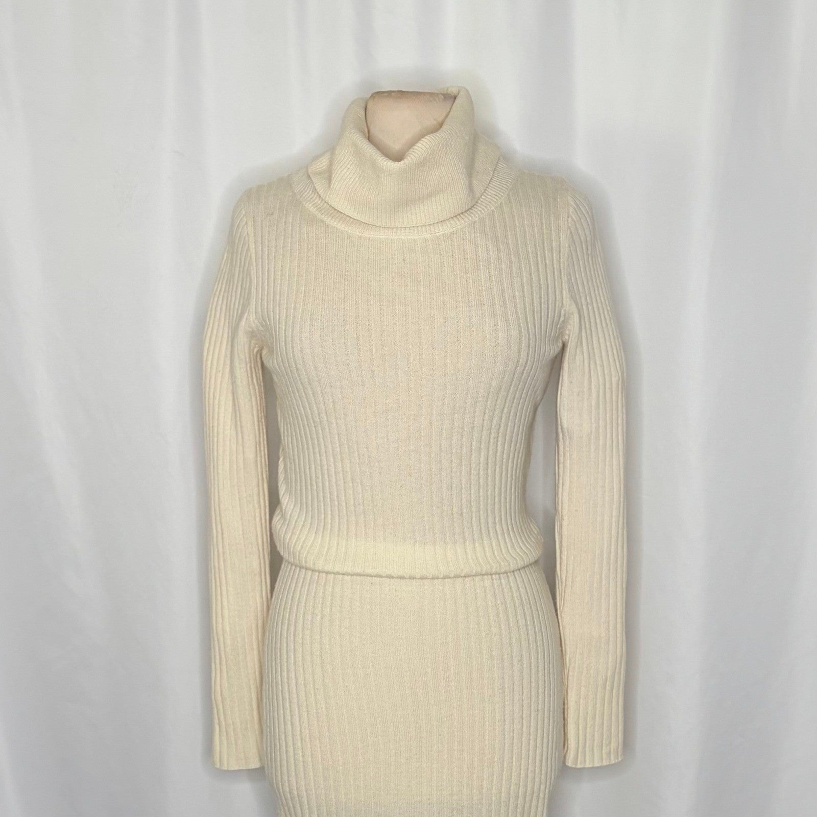 ALICE + OLIVIA Cashmere Wool Hailee Sweater Dress Cowl Neck Midi Ribbed Medium