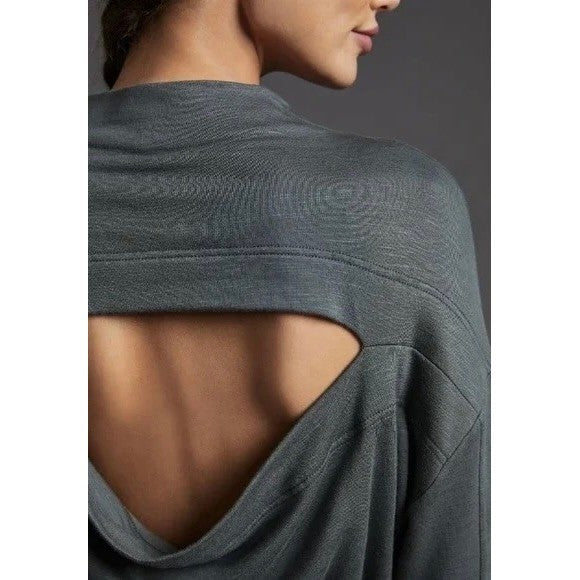 NWT!! Anthropologie DAILY PRACTICE Ruched Cozy Dress Solid Grey Cutout Size 3X