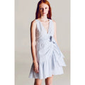 REBECCA TAYLOR Sleeveless Stripe Linen Wrap Dress Ruffle White Milk Blue Sky 4