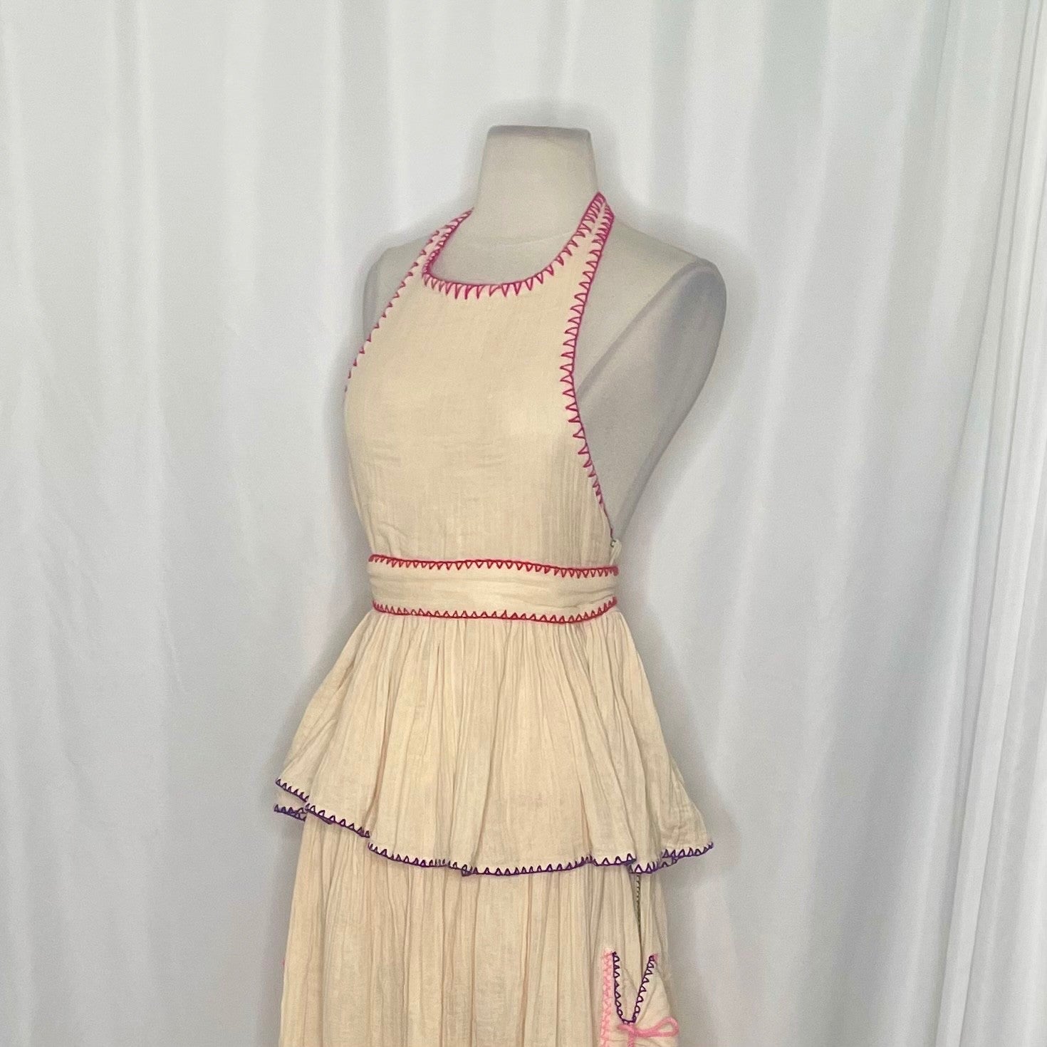 NWT!! FREE PEOPLE Island Time Embroidered Set Skirt Halter Top Gauzy Small