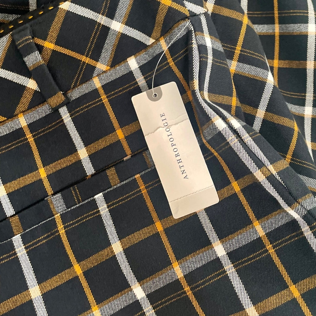 NWT!! ANTHROPOLOGIE The Essential Plaid Pants Black Orange Academia Preppy 10