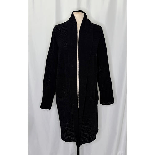 Anthropologie JOHN + JENN Liverpool Black Chenille Cardigan Sweater Solid Large