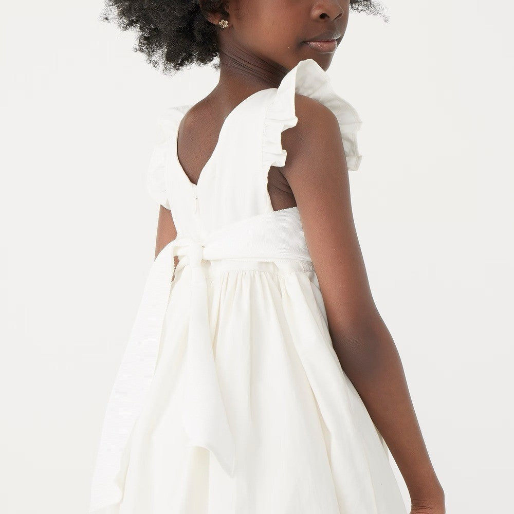 NWT! Girl's J. CREW Crewcuts Flutter Sleeve Dress Ivory Midi Maxi Ruffle Size 14