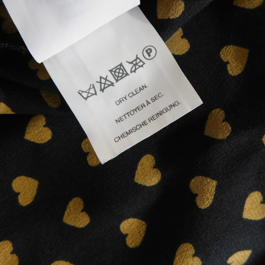 MADEWELL Silk Black Gold Heart Flip Button Back Tiered Top Blouse X-Small